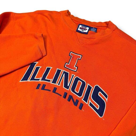 VTG Varsity Athletic Illinois Fighting Illini Sweatshirt XL Orange College Retro - Picture 6 of 9
